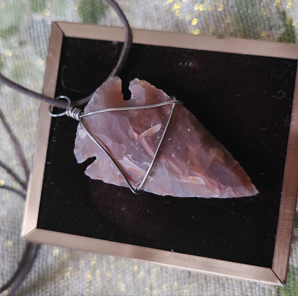 2/$30 Handcrafted Stone Arrowhead Pendant Necklace